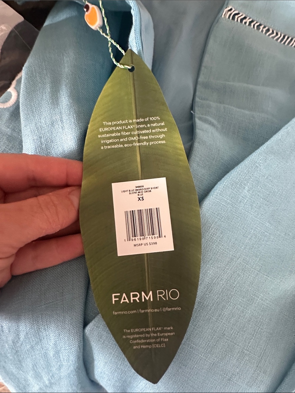 FARM Rio Sky Blue Midi Dress with White Eyelet Embroidery - Picture 5 of 5